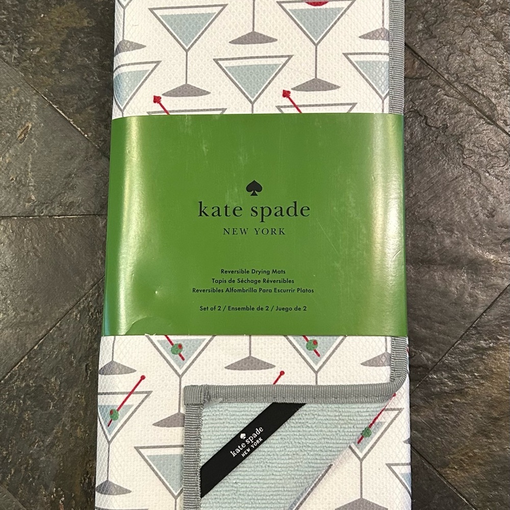 Kate Spade Martini Reversible Drying Mats: set of 2. NWT.